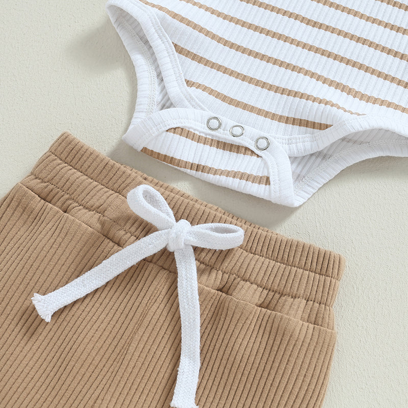 Ribbed Stripe Bodysuit & Pants Set