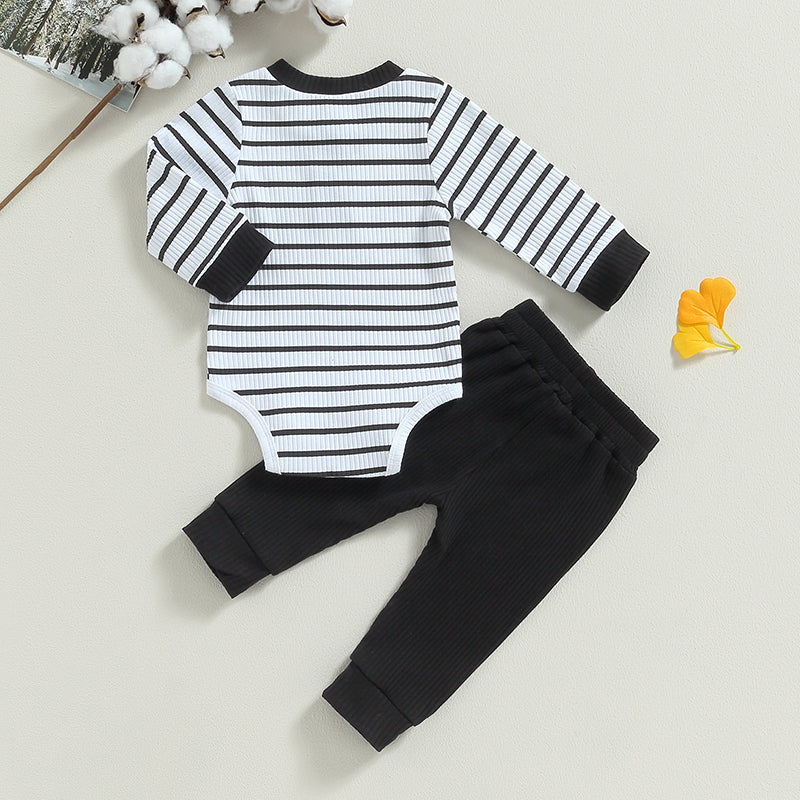 Ribbed Stripe Bodysuit & Pants Set