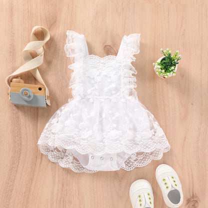 Delicate Floral Lace Baby Romper