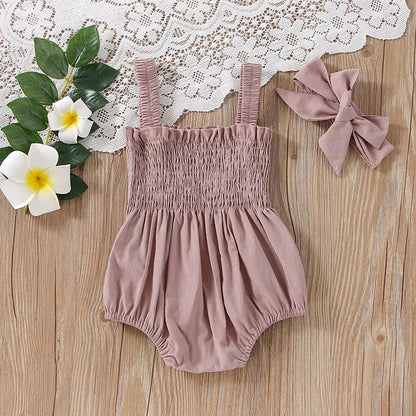 Smocked Baby Romper with Bow