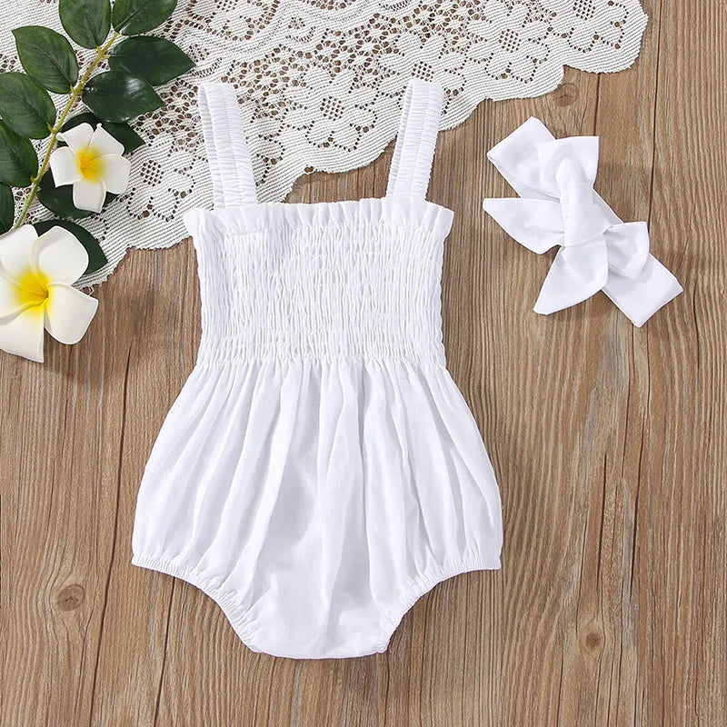 Smocked Baby Romper with Bow