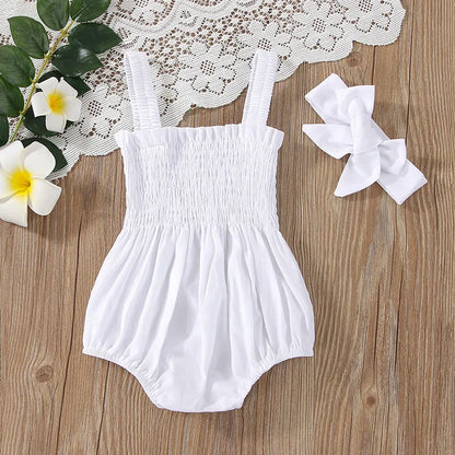 Smocked Baby Romper with Bow