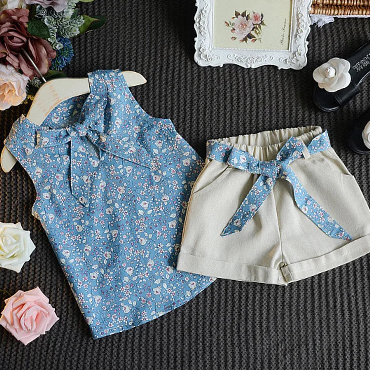 Floral Tie-Front Top & Shorts Set