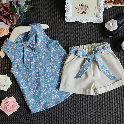 Floral Tie-Front Top & Shorts Set
