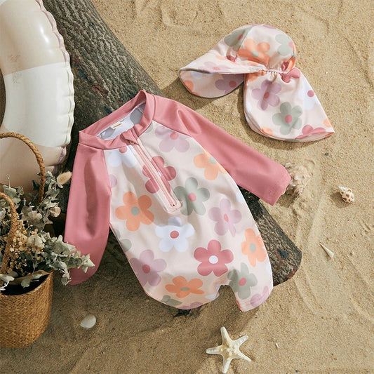 Long Sleeve Baby Swimsuit & Sun Hat Set
