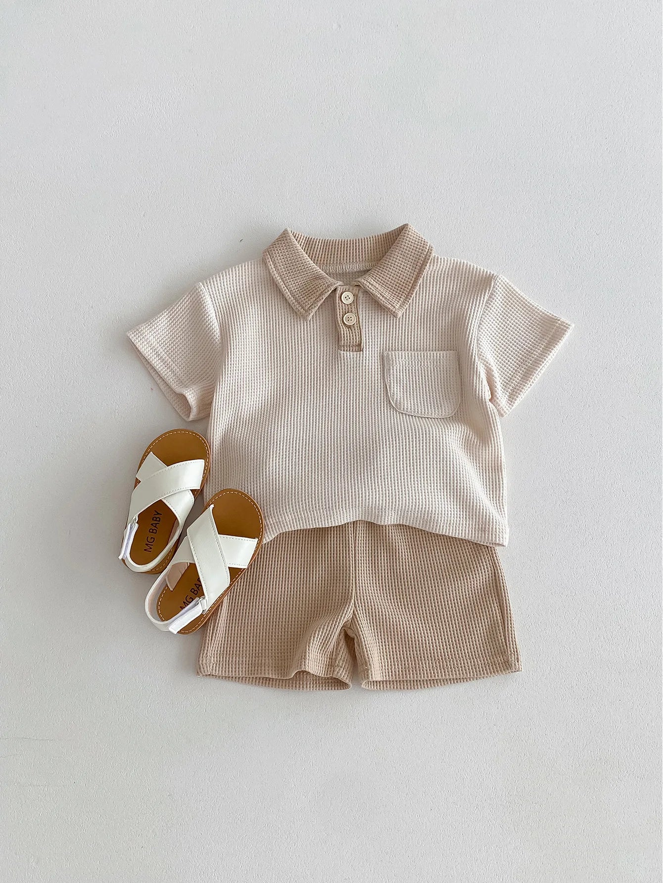 Little Gentleman Ribbed Polo & Shorts Set