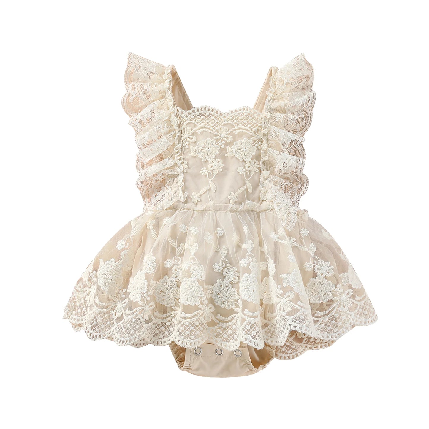 Delicate Floral Lace Baby Romper