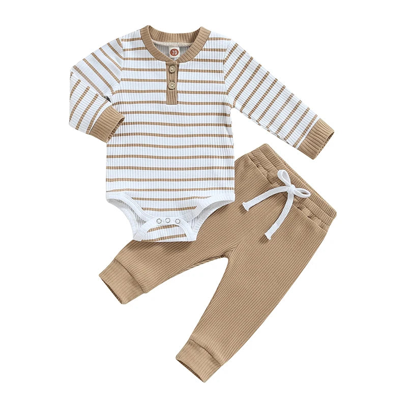 Ribbed Stripe Bodysuit & Pants Set