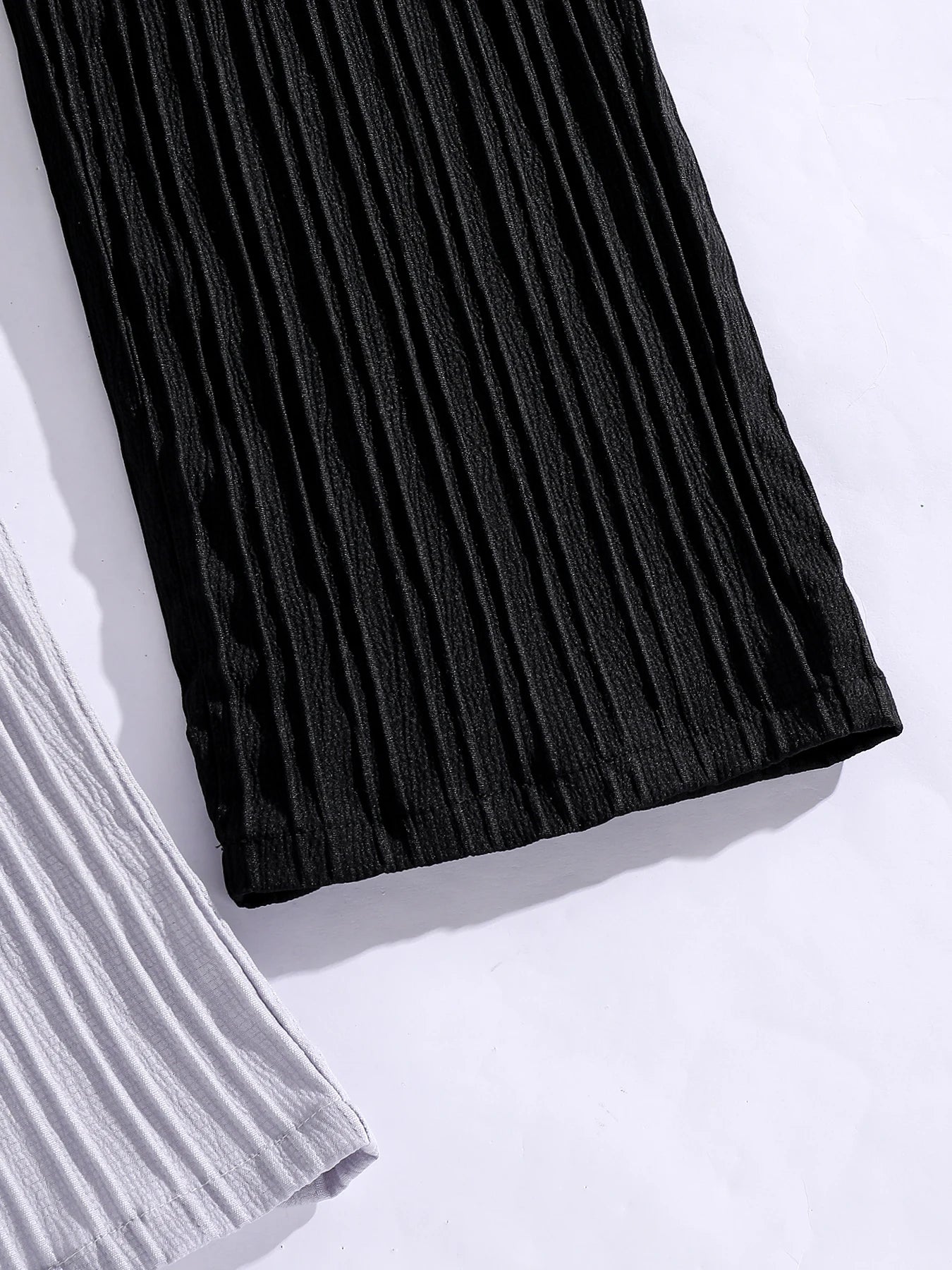 Stylish Pleated Paper Bag Waist Pants with Tie