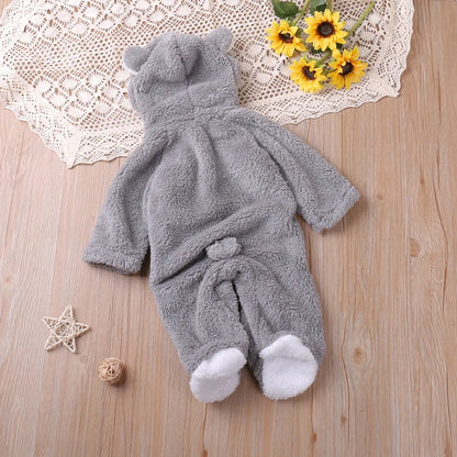 Cozy Bear Hooded Baby Onesie