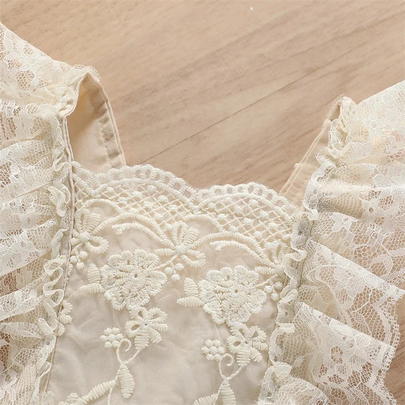 Elegant Lace Ruffle Baby Romper