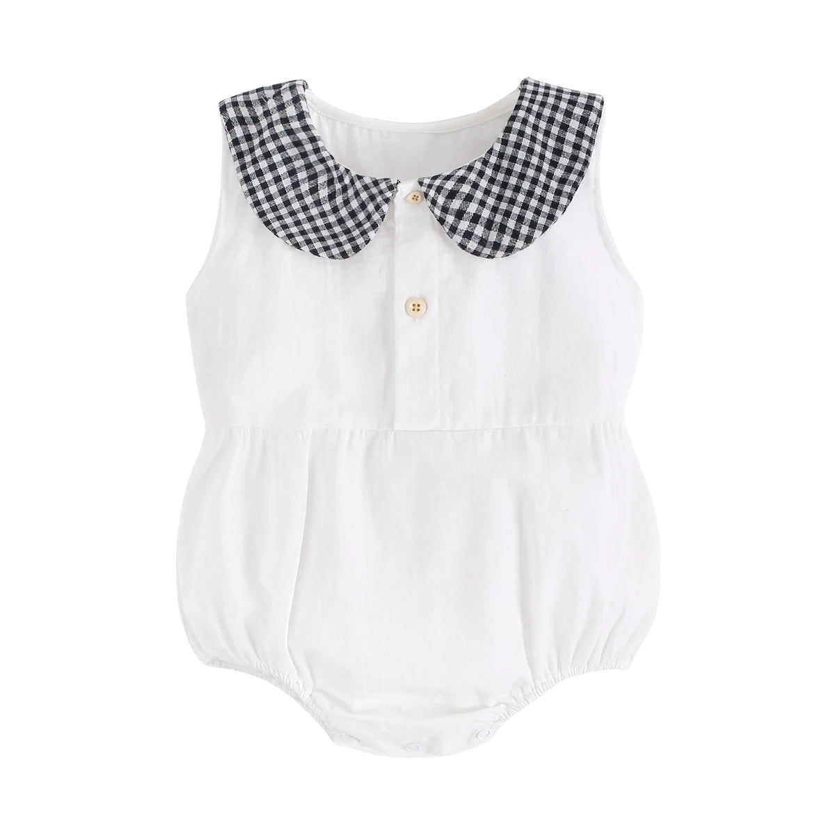 Gingham Sleeveless Baby Rompers