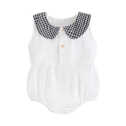 Gingham Sleeveless Baby Rompers