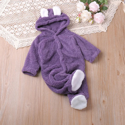 Cozy Bear Hooded Baby Onesie