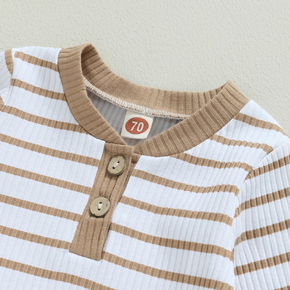 Ribbed Stripe Bodysuit & Pants Set