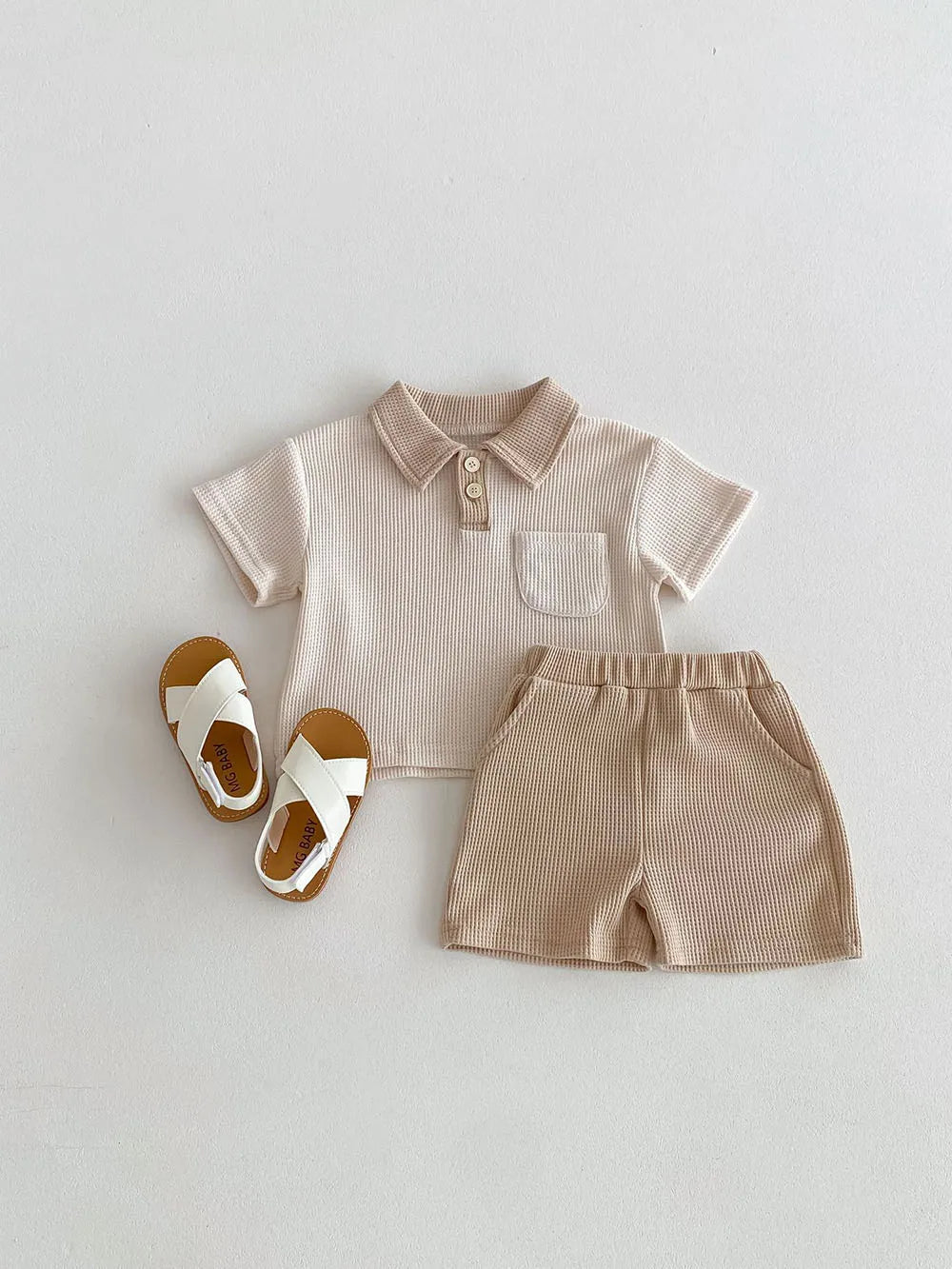 Little Gentleman Ribbed Polo & Shorts Set