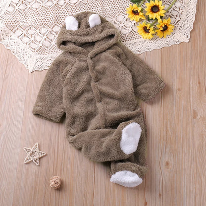Cozy Bear Hooded Baby Onesie