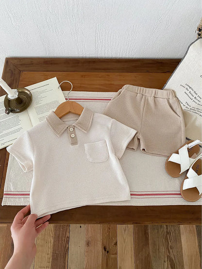 Little Gentleman Ribbed Polo & Shorts Set