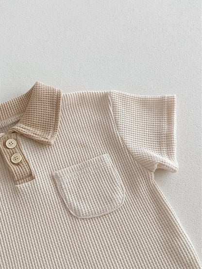 Little Gentleman Ribbed Polo & Shorts Set